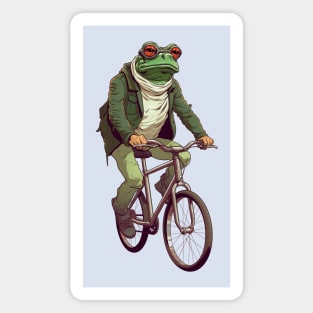 A Frog Riding a Bicycle Magnet